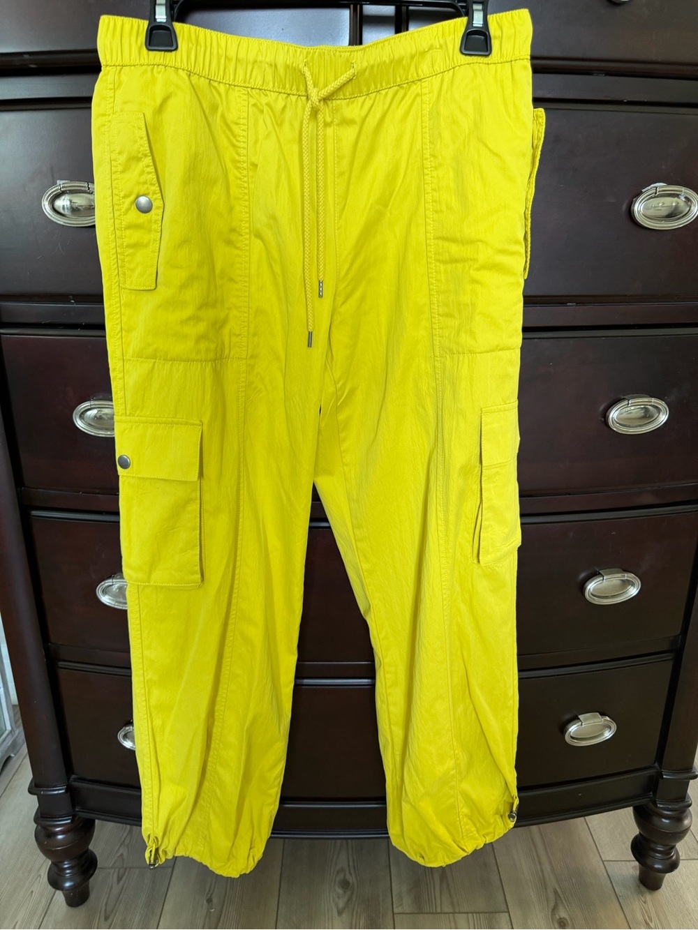 Nicole Miller Bright Yellow Cargo Jogger Pants
